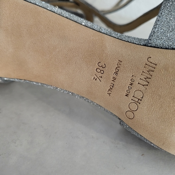 Jimmy Choo Glittered Strappy Sandals. Silver. Size 8.5 - Picture 9 of 9